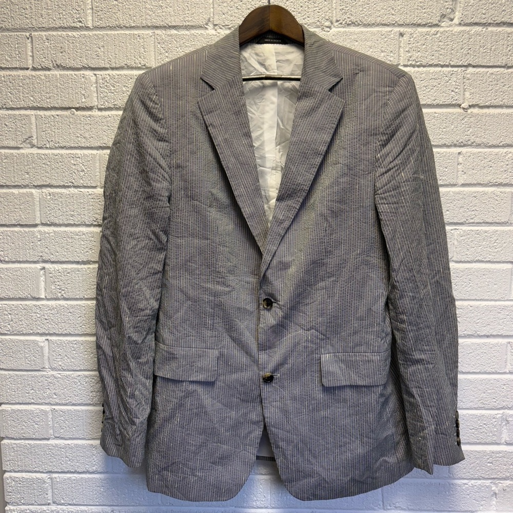 Boss Men's Classic Stripped Gray White Blazer Lightweight 42L